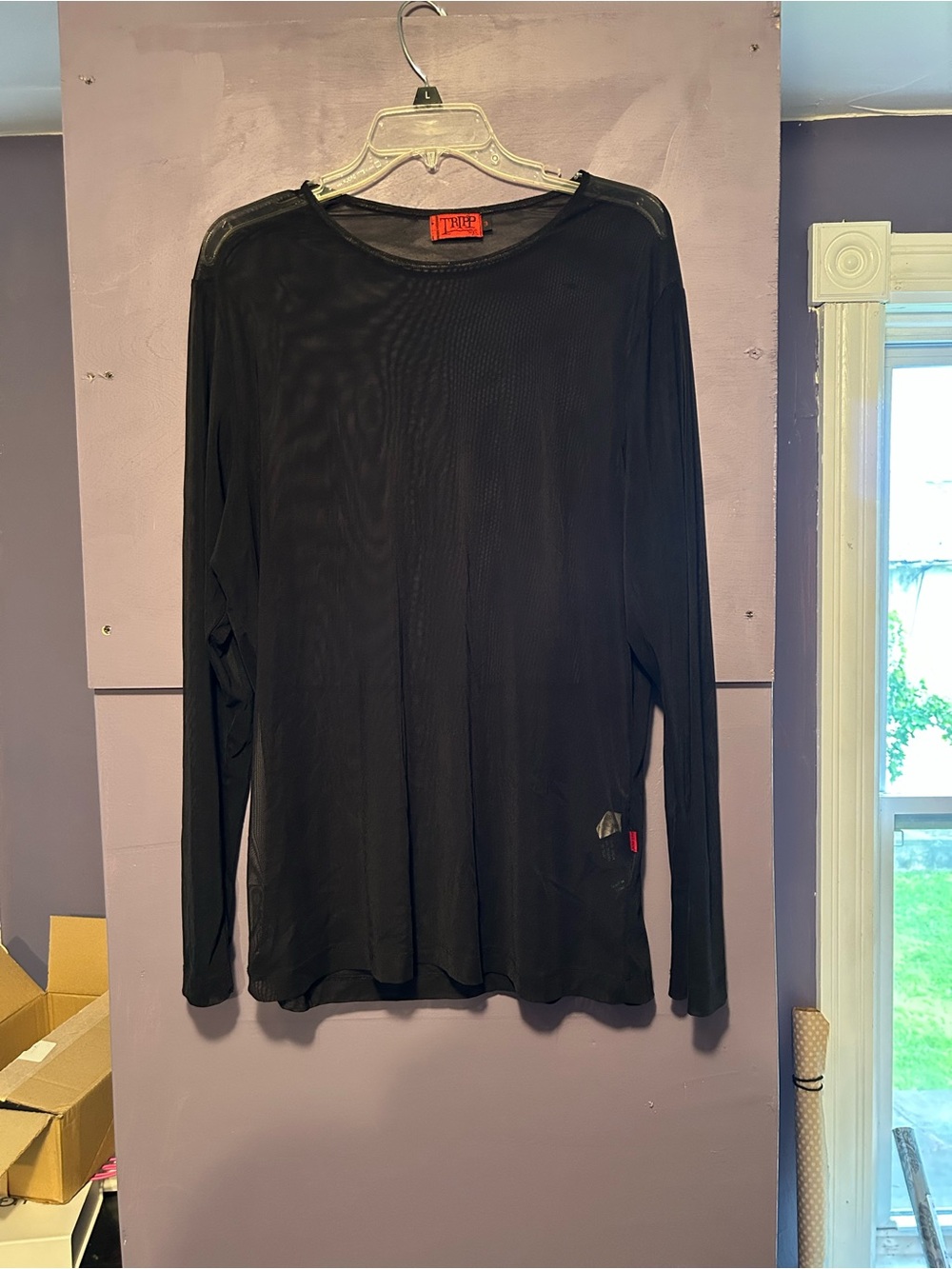 Tripp NYC Black Long Sleeve Mesh Crewneck Shirt 3